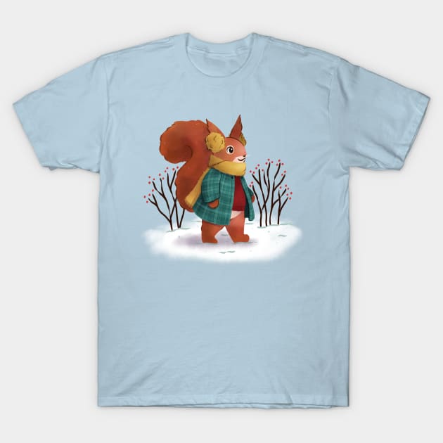 Winter Squirrel T-Shirt by Melissa Jan